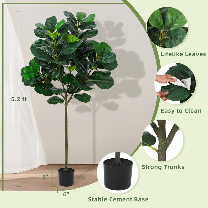 Artificial Fiddle Leaf Fig Tree 63 Inch for Indoor Outdoor - 160CM