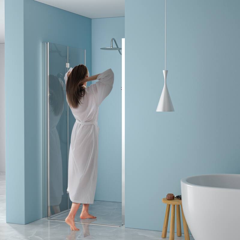 Bi-Fold Frameless Shower Door with Tempered Glass