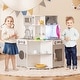 preview thumbnail 2 of 8, Gymax Corner Wooden Play Kitchen Kids Kitchen Playset w/ Microwave