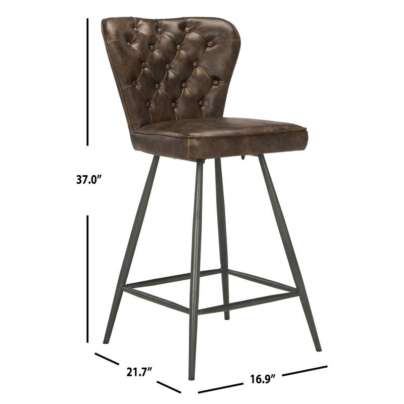 SAFAVIEH Catalina 37-inch Brown Counter Stool (Set of 2) - 16.9" x 21.7" x 37" - 17Wx22Dx37H