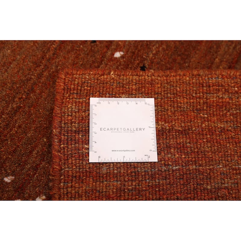 ECARPETGALLERY Hand Loomed Kashkuli Gabbeh Burnt Orange Wool Rug - 5'0 x 7'8