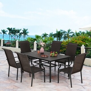 Sophia & William Outdoor 7-piece Metal and Faux Rattan Dining Set