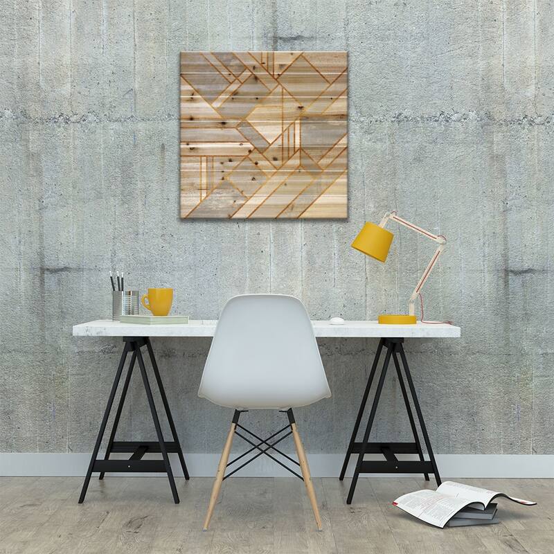 Gold City Print On Wood by Elisabeth Fredriksson - Multi-Color