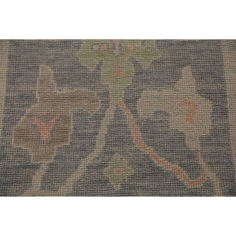 Hand Knotted Oriental 100% Wool Carpet Transitional Geometric Navy Blue & Blues Oushak Runner Rug - 9' 6'' X 2' 11''
