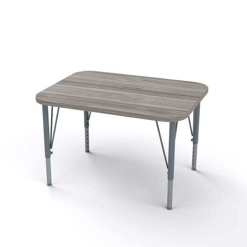 Tot Mate Versa Kids Desk Rectangle Large Surface (32" x 24") Classroom Table - Adjustable Height 14-23" - Shadow Elm Gray
