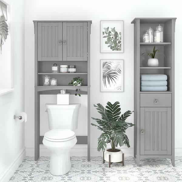 Salinas Linen Tower And Over Toilet Storage Cabinet By Bush Furniture Overstock 32548374