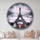 preview thumbnail 7 of 8, Designart 'Eiffel and Old Red Car' Landscape Oversized Wall CLock 36 in. wide x 36 in. high