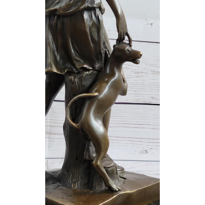 Antoine Coysevox Artemis Diana The Huntress W/ Imitative Dog Bronze Sculpture Statue
