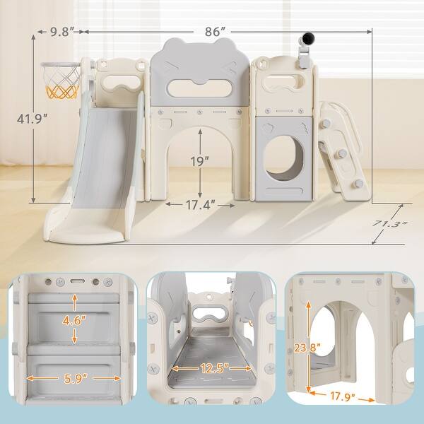 Toddler Slide, 8 in 1 Kids Indoor Slide for Toddler 1-3, Indoor Outdoor Toddler Playground, Baby Slide Toddler Slide Playset