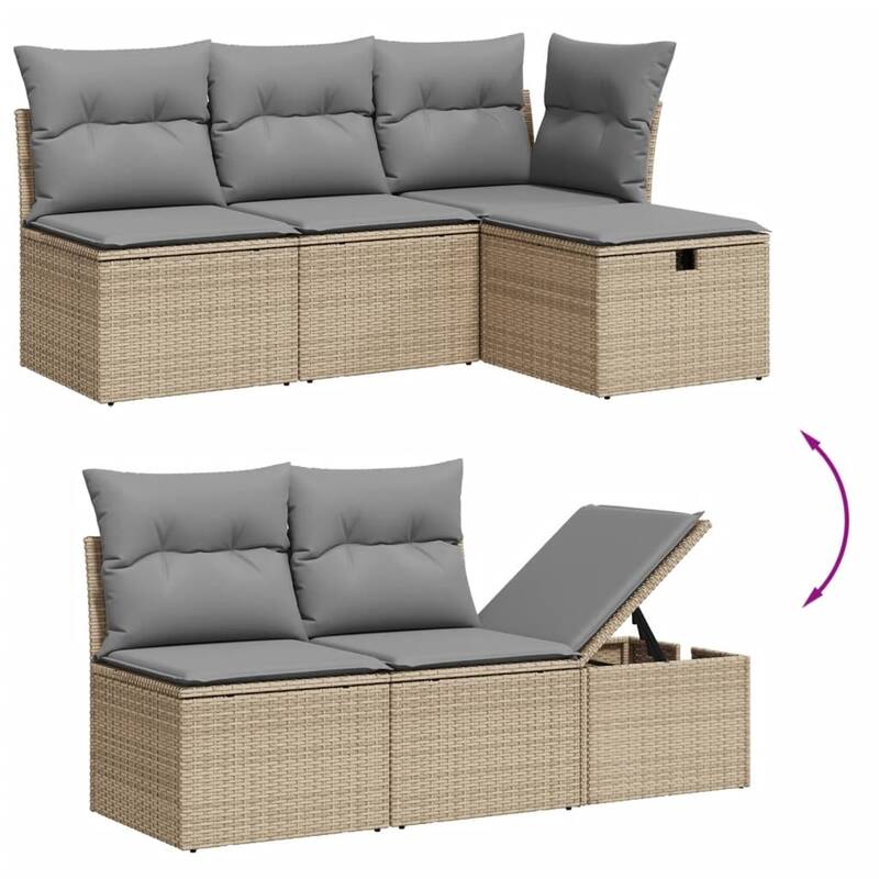 vidaXL Garden Sofa Set Beige/Black/Brown/Grey