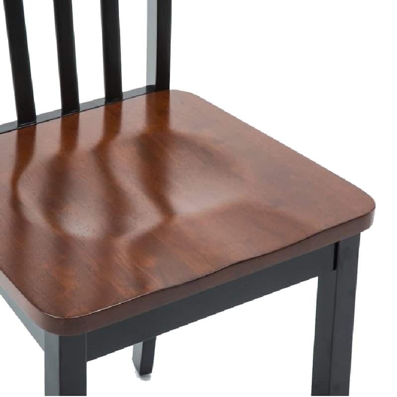 Wooden Seat Dining Chair with Slatted Backrest, Set of 2 - 20 H x 37.5 W x 17 L Inches