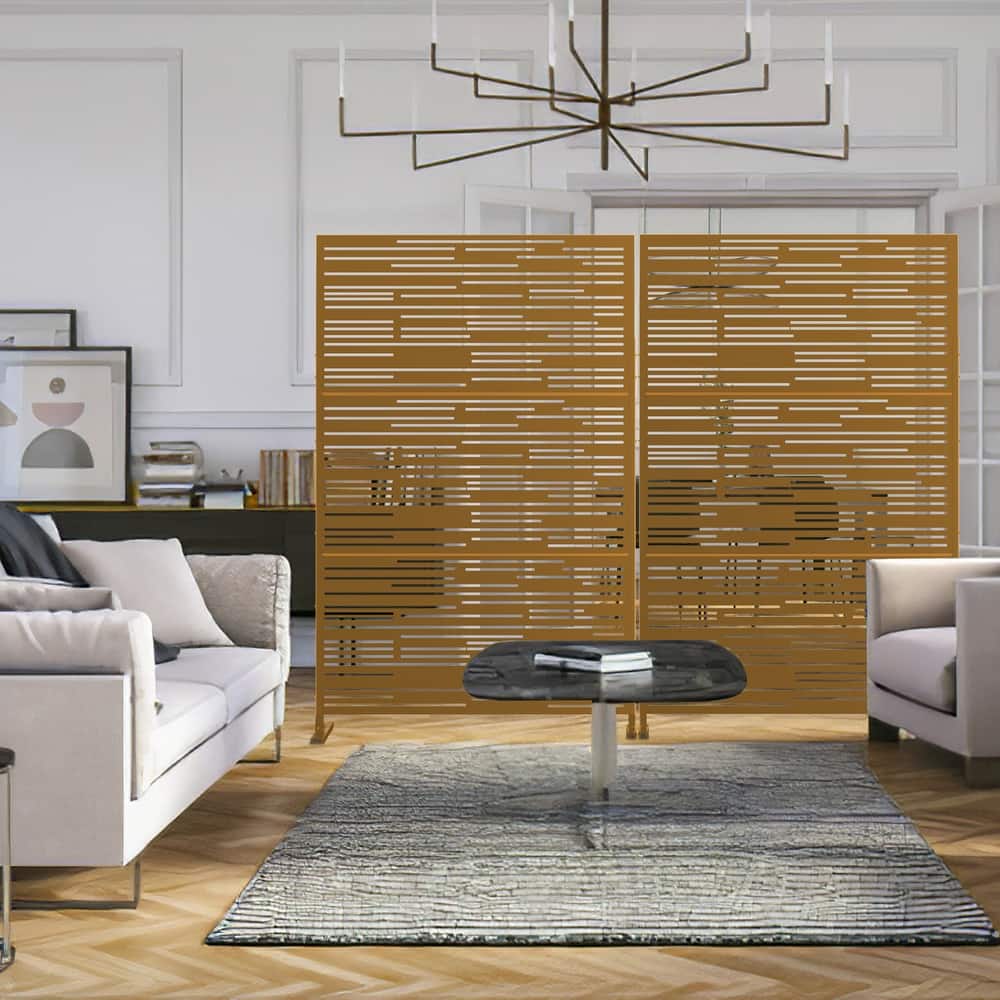 Metal Privacy Screen Wall Decoration Free Standing-6.3 ft. H X 4 ft. W