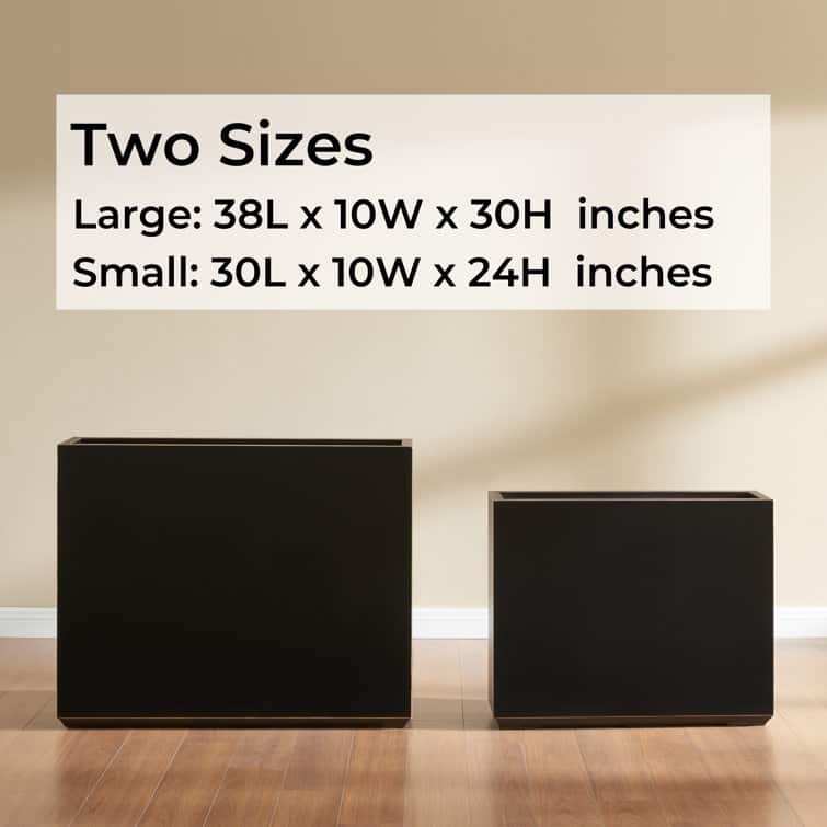 Metallic Heavy Planter for Outdoor Plants, 24.02" H x 30" W x 9.84" D	Tall and Long Metal Divider Planter Box