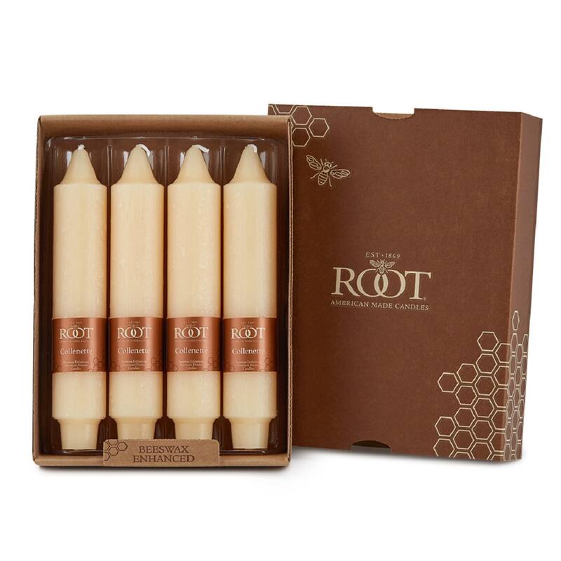 Root Unscented 7 In. Timberline Collenette Taper Candles box of 4 - 7 X 1-1/4 - Buttercream