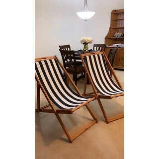 Safavieh Outdoor Living Loren Foldable Sling Chair - Navy / White (Set of 2)