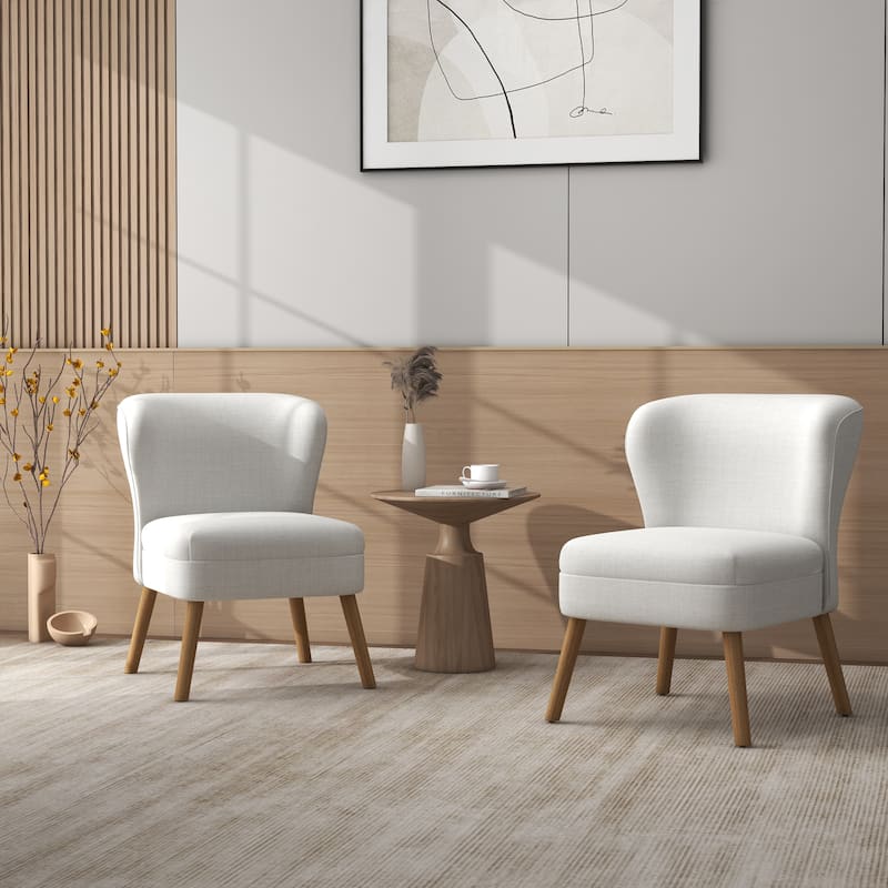Linen Armless Accent Chair Slipper Chair