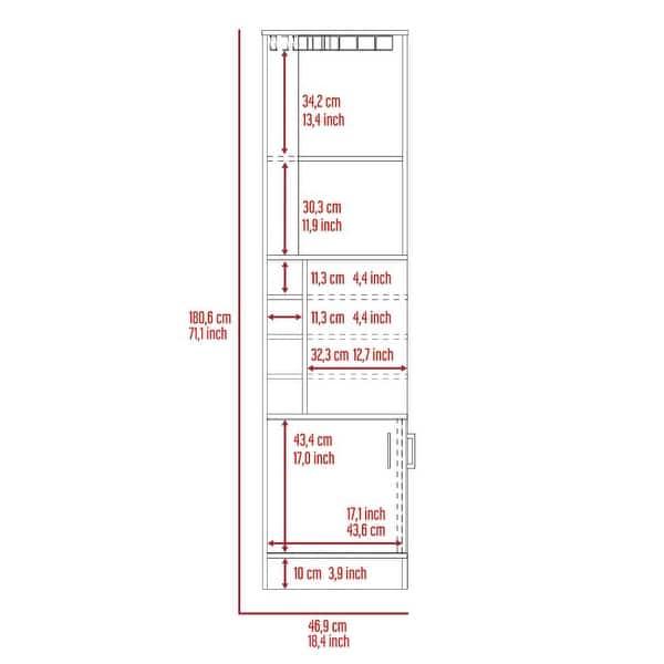 dimension image slide 2 of 7, TUHOME Syrah Corner Bar Cabinet with 2-Doors and 8 Cubbies - N/A