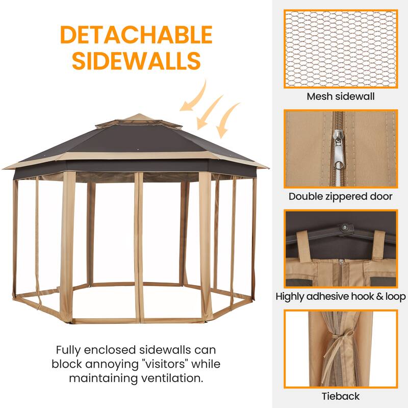 Yaheetech Outdoor Gazebo Pop Up Canopy with Metal Frame Mesh Netting