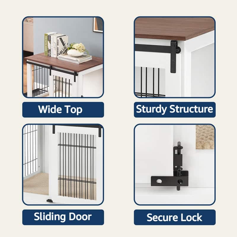 beeNbkks Dog Crate Furniture with Sliding Barn Door