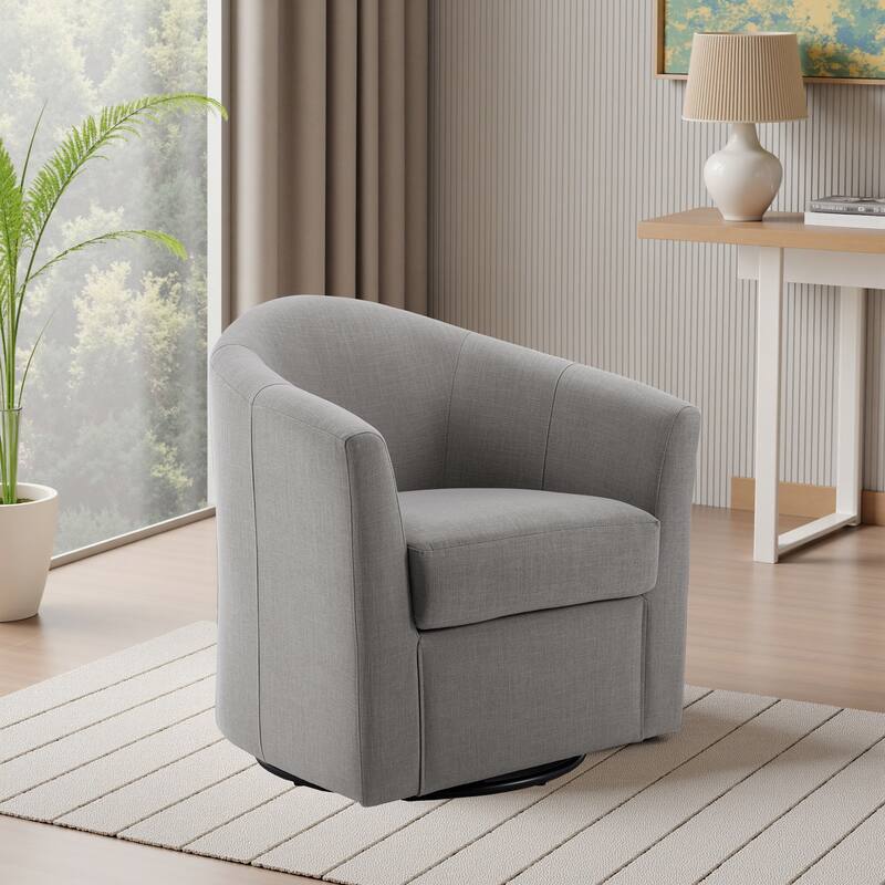 Anna Upholstered Swivel Barrel Accent Chair