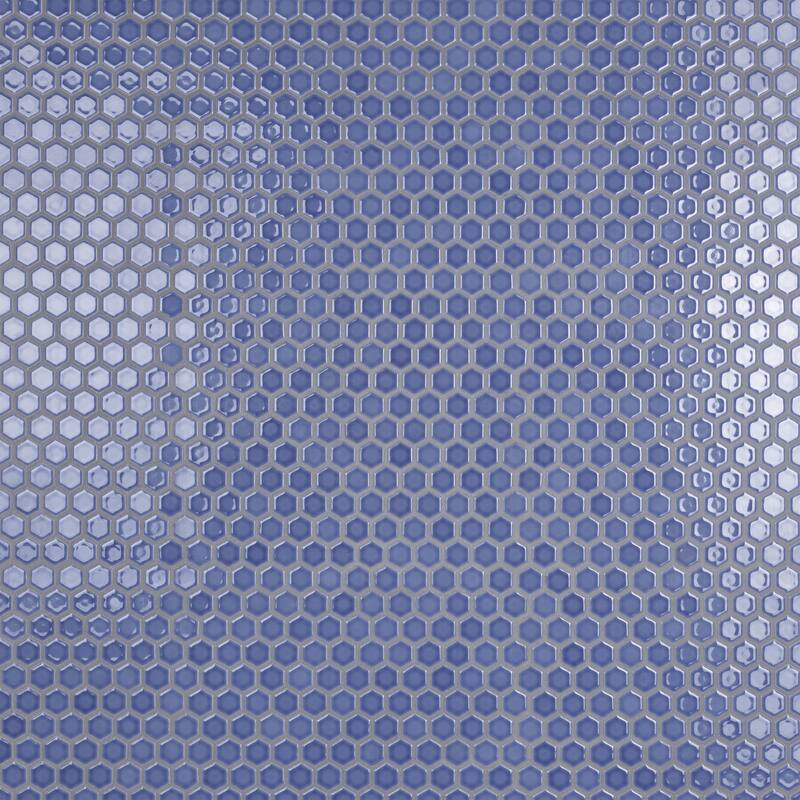 Merola Tile Tribeca 1" Hex Glossy Periwinkle 10-1/4" x 11-7/8" Porcelain Floor and Wall Tile - Sample swatch