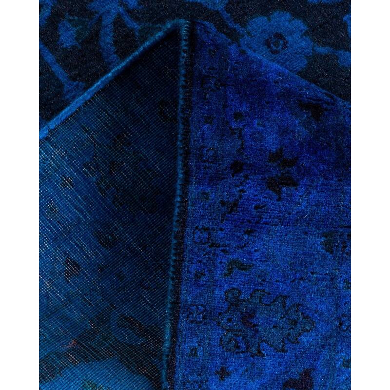 Overton Hand Knotted Wool Vintage Inspired Modern Contemporary Overdyed Blue Area Rug - 2' 7" x 12' 2"