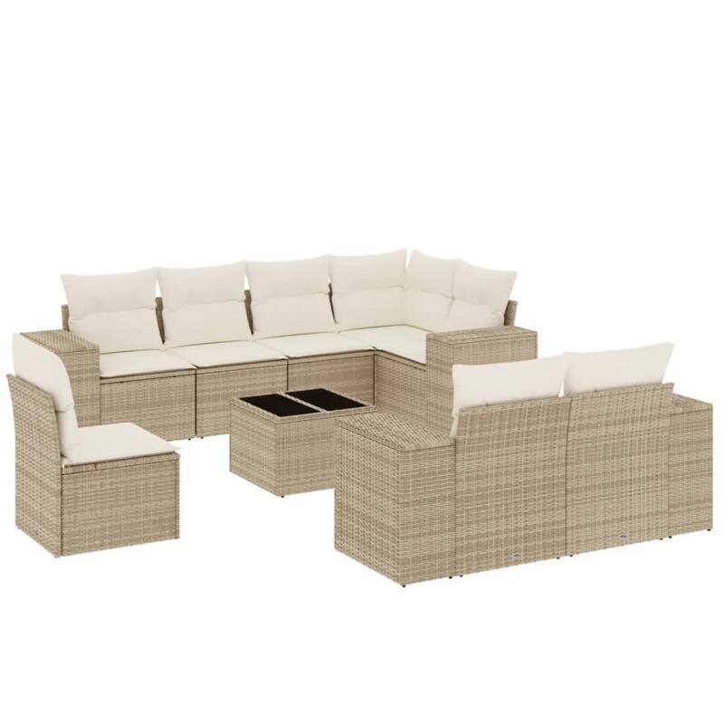 vidaXL Patio Sofa Set with Cushions Outdoor Conversation Furniture Poly Rattan