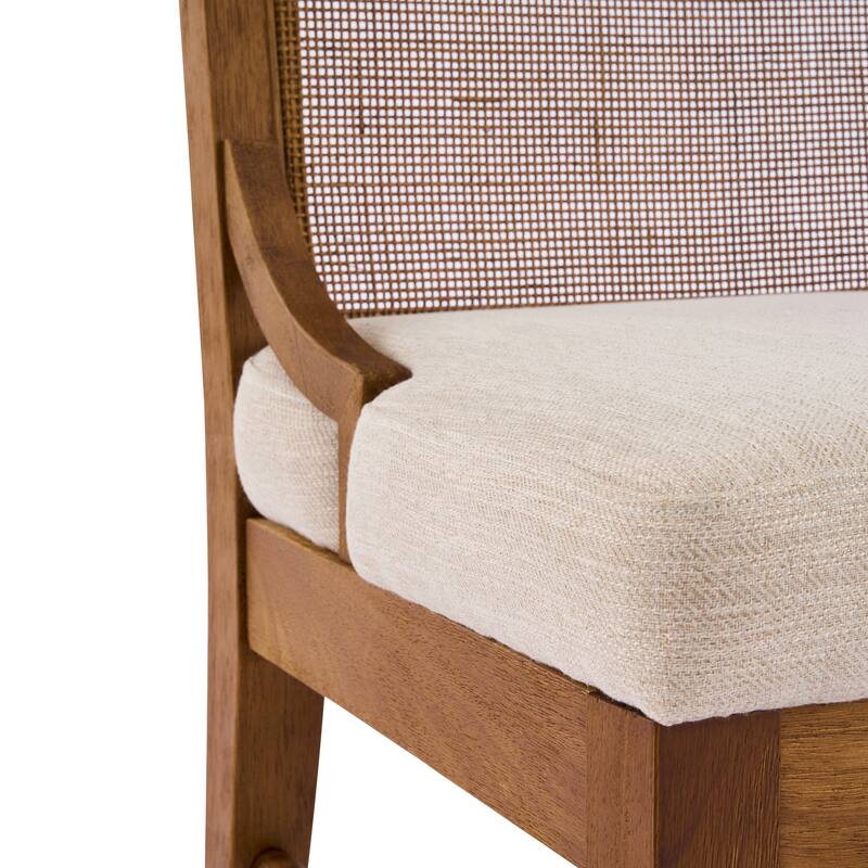 Christopher Knight Home - Upholstered Modern Fabric Chair with Cane Back and Rubber Wood Legs (Set of 2)