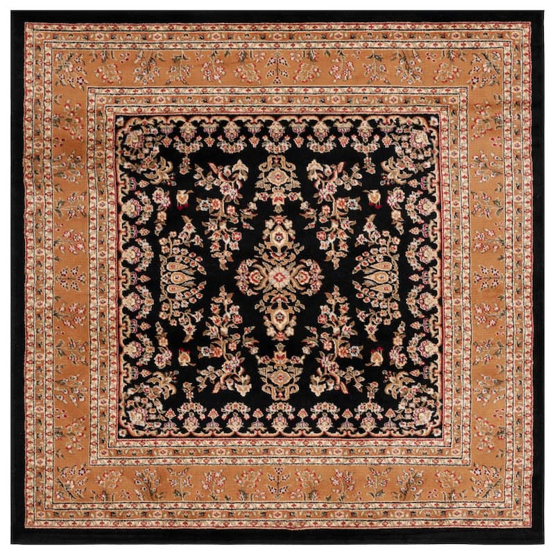 SAFAVIEH Lyndhurst Kuralay Traditional Oriental Rug - 4' Square - Black/Tan - Square