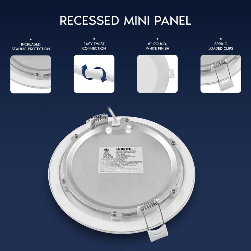 LUXRITE 6 Inch Canless Spotlight LED Recessed Light 5CCT Dimmable 800/1050/1250 Lumens CRI 90 10W/13W/15W ETL 4 Pack
