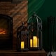 preview thumbnail 19 of 52, Glitzhome Set of 2 Wooden Church Style Decorative Lanterns Candle Holders for Wedding Mantle Entryway