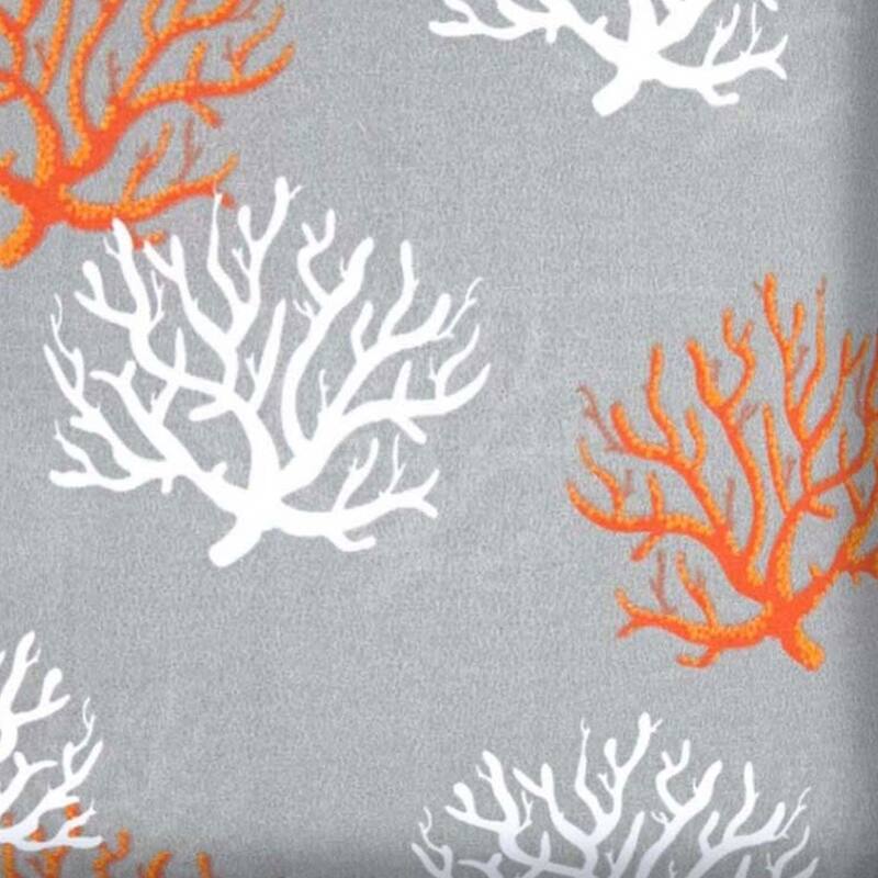 17" Gray Orange and White Coral Indoor Outdoor Throw Pillow Cover - 17"x17"