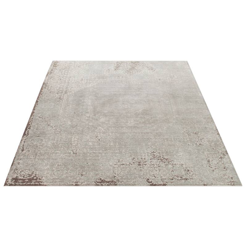 SAFAVIEH Valencia Burcu Distressed Vintage Boho Oriental Polyester Rug - 8' x 10' - Grey/Multi