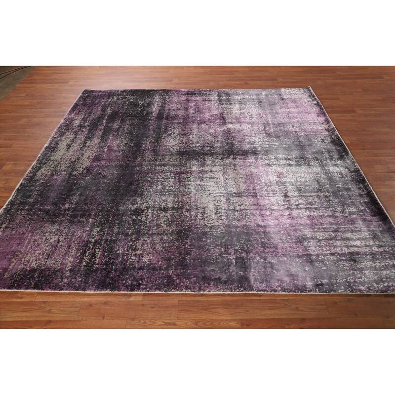 Contemporary Abstract Indian Square Area Rug Hand-Knotted Wool Carpet - 6'8" X 6'9"