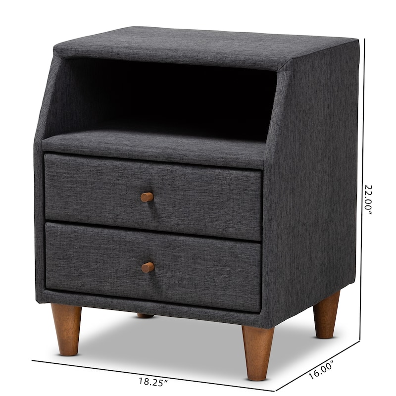 Modern Nightstand with Drawers - Wood & Fabric Bedside Table, 78" Wide
