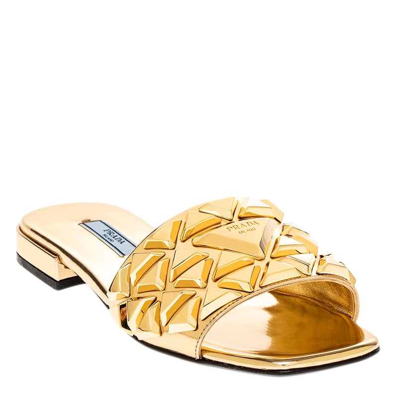 Prada Ciabatte Metallic Stud Sandals - 36 EU