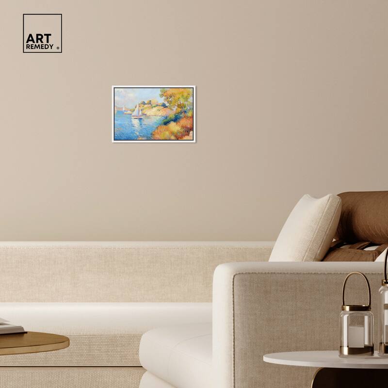 Art Remedy Sail Off In The Morning Framed Impressionism 1 Piece Canvas Wall Art /Monet And Van Gogh Inspired Art