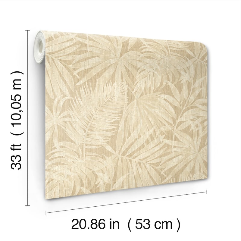 Chesapeake Sonny Light Brown Fronds Wallpaper