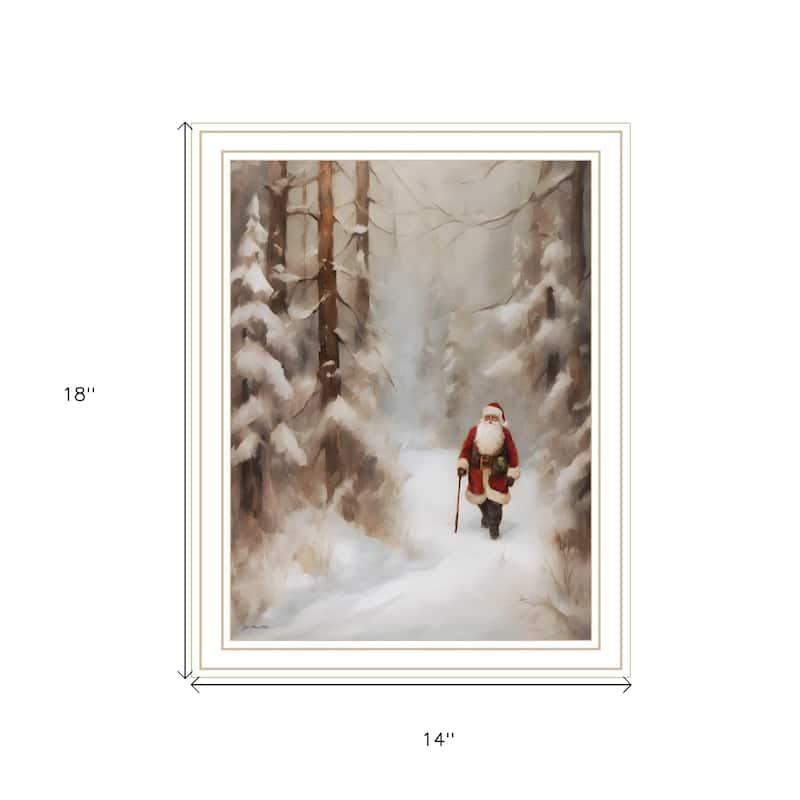 HomeRoots Santa's Winter Stroll White Framed Wall Art