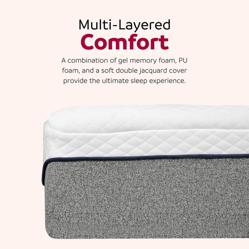 13 in. Gel Memory Foam Bed Mattress in a Box, Comfort Cool Mattress, White
