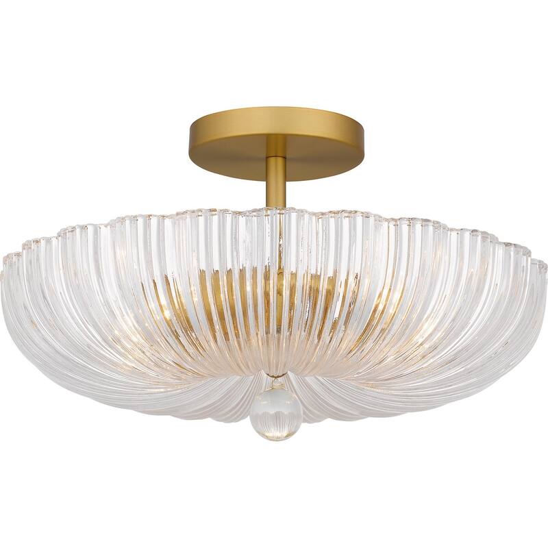 Brushed Gold Three Light Semi Flush Mount from the Quoizel Semi-Flush Mount Collection