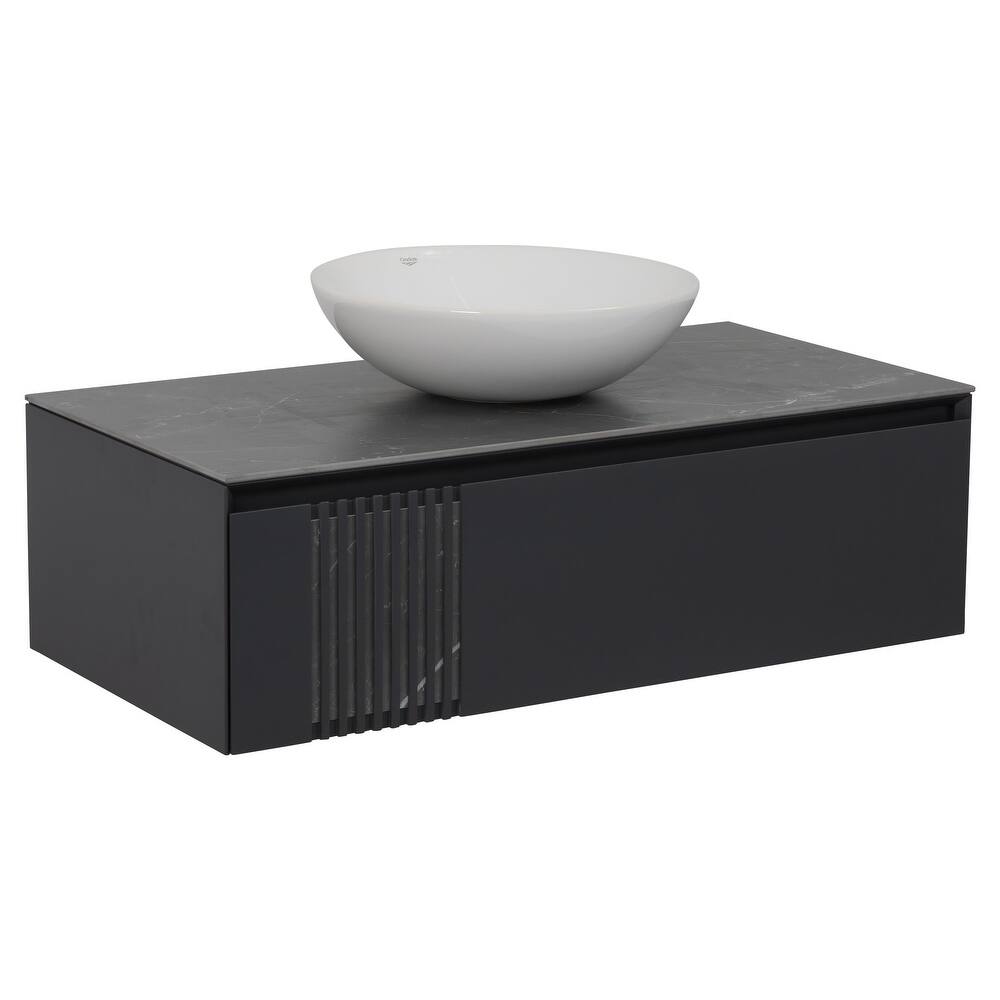 Modern Wall-Mount Bathroom Vanity with Washbasin Manhattan Concrete Non-Toxic MDF-40"-Diamond 32"