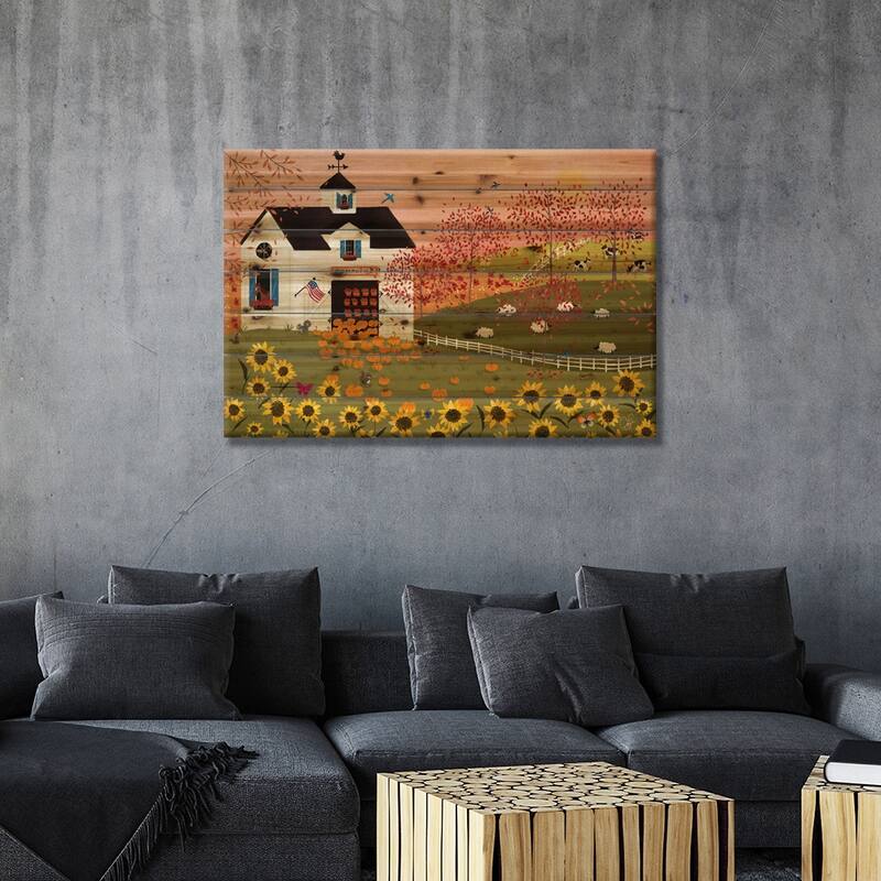 Folk Art Fusion IV Print On Wood by Joy Laforme - Multi-Color