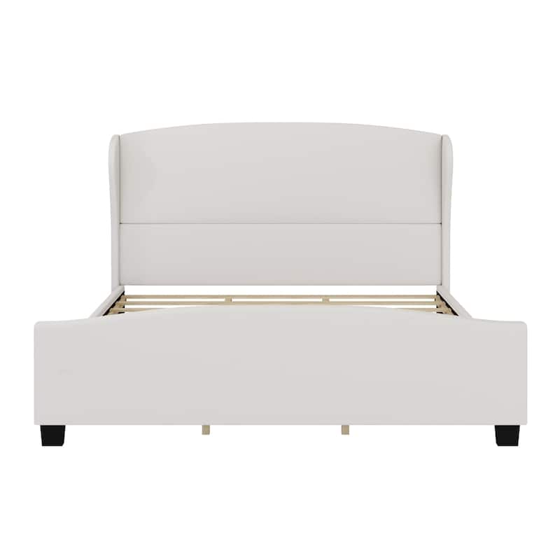 Modern Wingback Linen Upholstered Bed