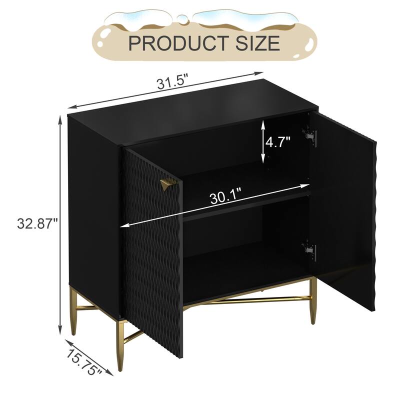 Modern Wood Freestanding 2-Door Storage Accent Cabinet