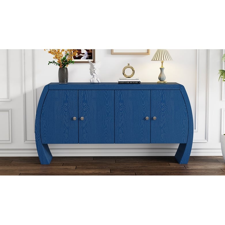 4 Door Wood Storage Cabinet, Buffet Cabinet with Adjustable Shelves, Multi-Functional Entryway Accent Table Cabinet
