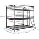 preview thumbnail 9 of 7, Black Full over Full Size Metal Triple Bunk Bed with Ladder & Fence