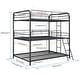 preview thumbnail 9 of 7, Black Full over Full Size Metal Triple Bunk Bed with Ladder and Fence for Kids' Rooms