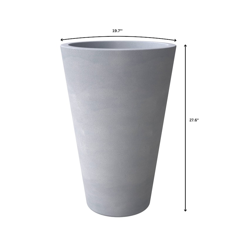 Pebble Tapered Modern Round Fiberstone and MGO Clay Planter Pot with Drainage for Home Garden Office Patio Porch Patio