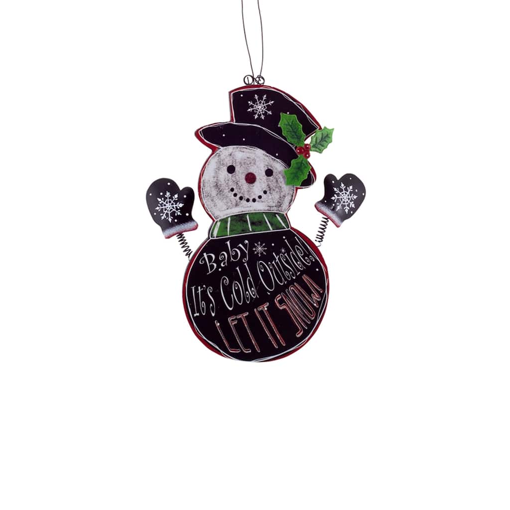 9.5" Black and Red Hanging Snowman Christmas Wall Plaque
